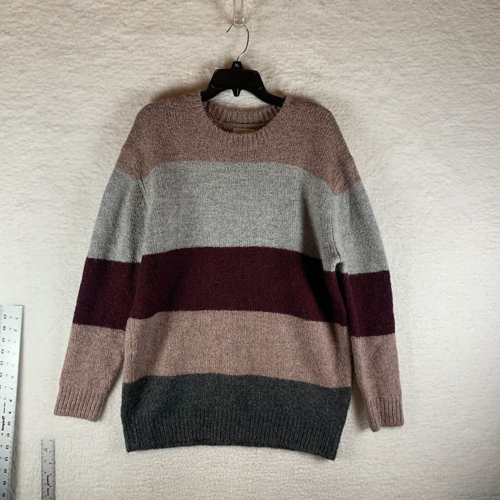Silverflint Sweater Women's Small Multicolor Striped Stretch Knit Crew Neck 8545